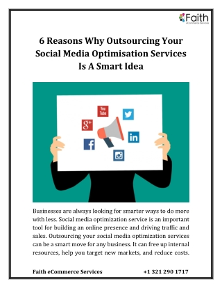 6 Reasons Why Outsourcing Your Social Media Optimisation Services Is A Smart Idea