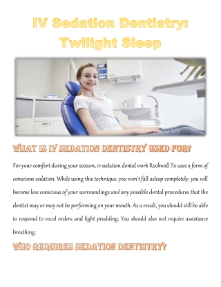 IV Sedation Dentistry Twilight Sleep
