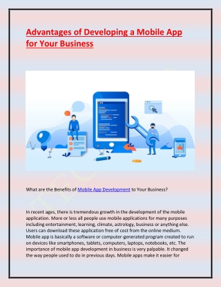 Advantages of Developing a Mobile App for Your Business