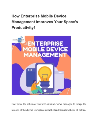 How Enterprise Mobile Device Management Improves Your Space’s Productivity!