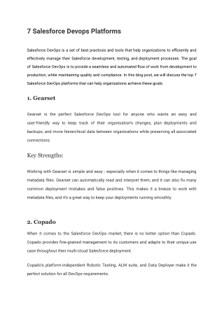 7 Salesforce Devops Platforms