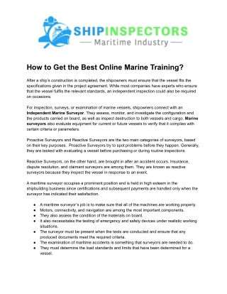 How to Get the Best Online Marine Training?