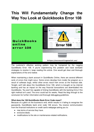 Quick way to resolve QuickBooks error message 108