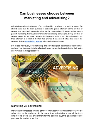 Can businesses choose between marketing and advertising?