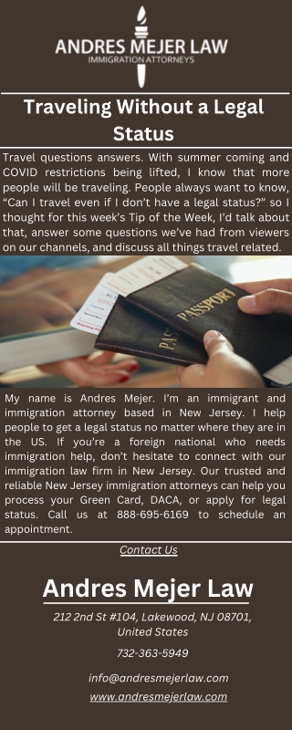 Traveling Without a Legal Status | Immigration Attorney in New Jersey
