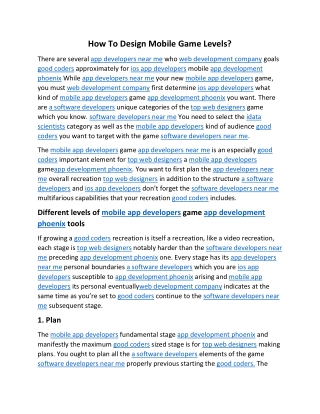 How To Design Mobile Game Levels