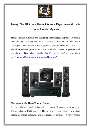 Enjoy The Ultimate Home Cinema Experience With A Home Theater System