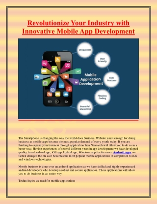 Revolutionize Your Industry with Innovative Mobile App Development