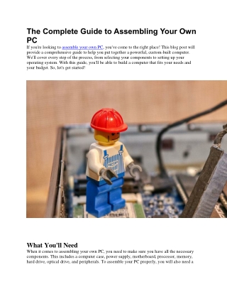 The Complete Guide to Assembling Your Own PC