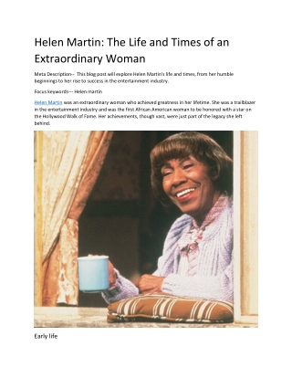 the helen martin life and time