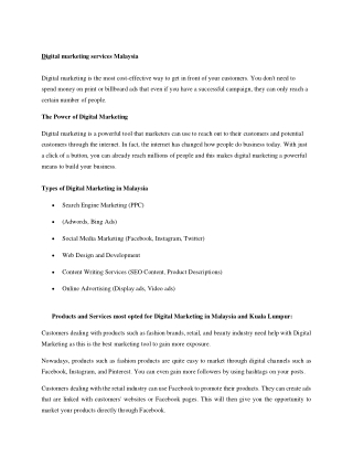 Digital Marketing services malaysia