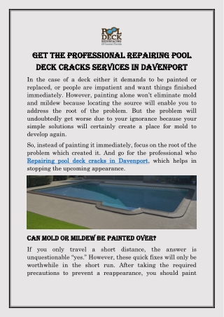 Get The Professional Repairing Pool Deck Cracks Services In Davenport