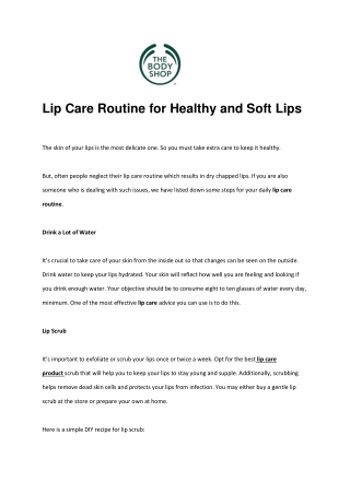 Lip Care Routine for Healthy and Soft Lips