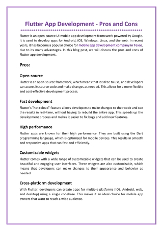 Flutter App Development Pros and Cons