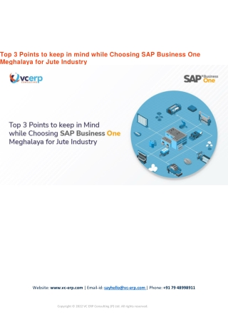 Top 3 Points to keep in mind while Choosing SAP Business One Meghalaya for Jute