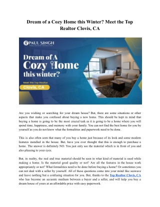 Dream of a Cozy Home this Winter? Meet the Top Realtor Clovis, CA