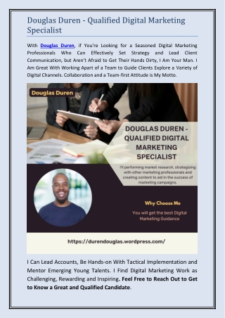 Douglas Duren - Qualified Digital Marketing Specialist