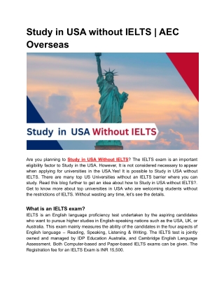 Study in USA without IELTS _ AEC Overseas
