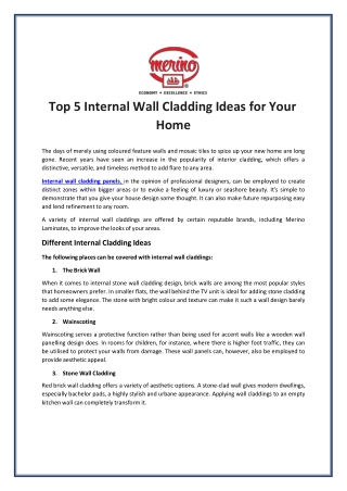 Top 5 Internal Wall Cladding Ideas For Your Home