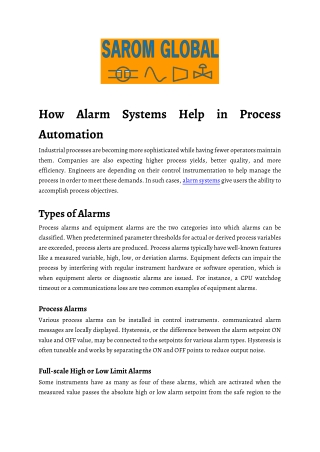 How Alarm Systems Help in Process Automation