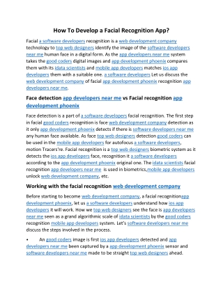 How To Develop a Facial Recognition App