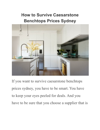 How to Survive Caesarstone Benchtops Prices Sydney