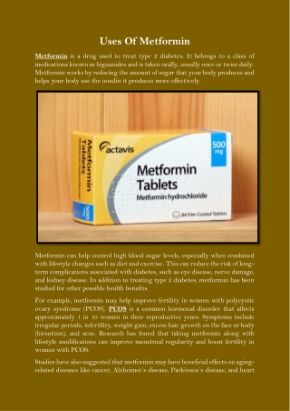 Uses Of Metformin