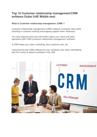 Top 10 Customer relationship management/CRM software Dubai UAE Middle east