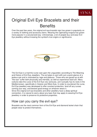 Original Evil Eye Bracelets and their benefits