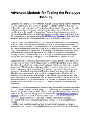 Advanced Methods for Testing the Prototype Usability