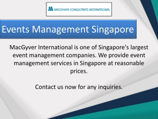 Events Management Singapore