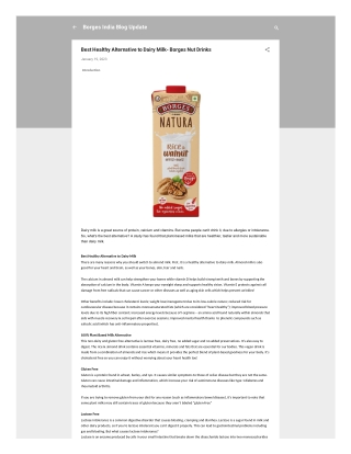 Best Healthy Alternative to Dairy Milk- Borges Nut Drinks