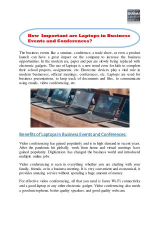 How Important are Laptops in Business Events and Conferences?