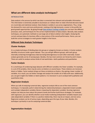 What are different data analysis techniques