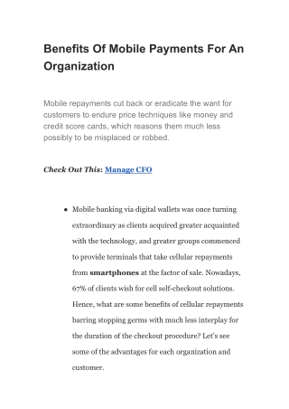 Benefits Of Mobile Payments For An Organization