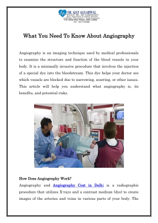 What You Need To Know About Angiography