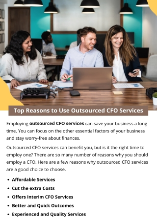 Top Reasons to Use Outsourced CFO Services