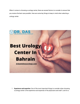 How to choose Urology Center