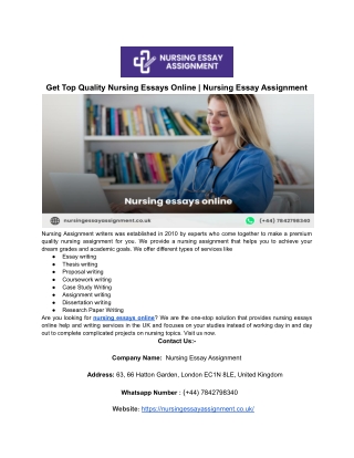 Get Top Quality Nursing Essays Online _ Nursing Essay Assignment
