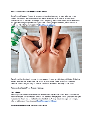 WHAT IS DEEP TISSUE MASSAGE THERAPY