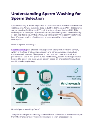 Understanding Sperm Washing for Sperm Selection