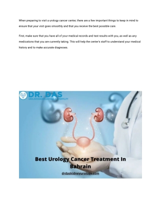 Things you Need to Check before Visiting Urology Cancer Centre