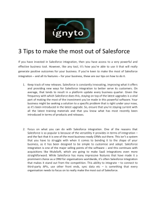 3 Tips to make the most out of Salesforce - Ignyto