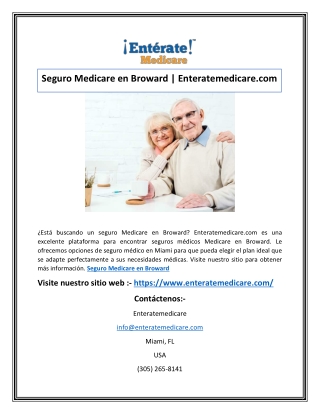 Seguro Medicare en Broward | Enteratemedicare.com