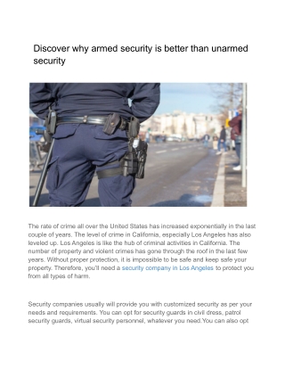 Discover why armed security is better than unarmed security