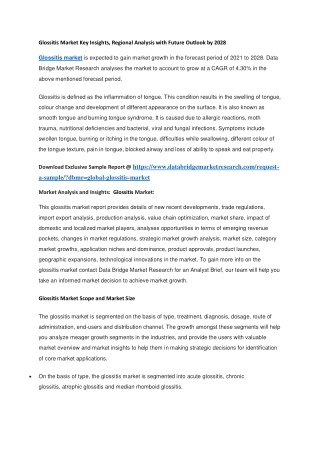 Glossitis Market Key Insights, Regional Analysis with Future Outlook by 2028