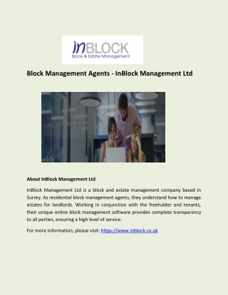 Block Management Agents - InBlock Management Ltd