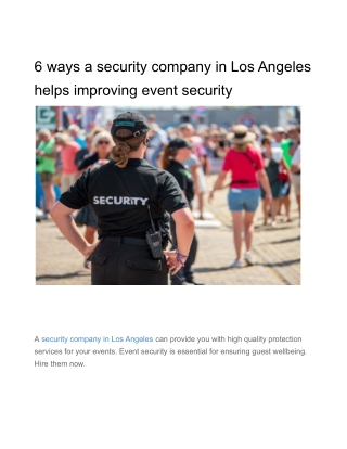 6 ways a security company in Los Angeles helps improving event security