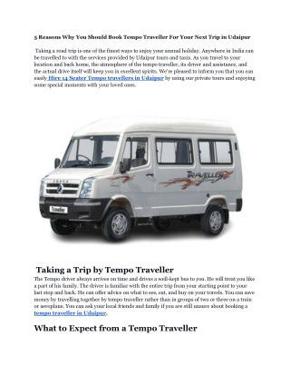 5 Reasons Why You Should Book Tempo Traveller For Your Next Trip in Udaipur