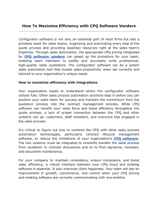 How To Maximize Efficiency with CPQ Software Vendors